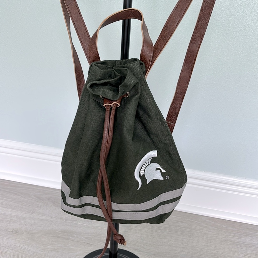 Michigan State Spartans Canvas Cinch backpack Purse